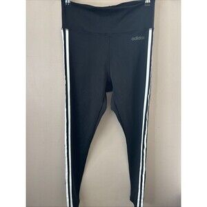 Adidas Women’s Medium Climalite Black Leggings White Stripes